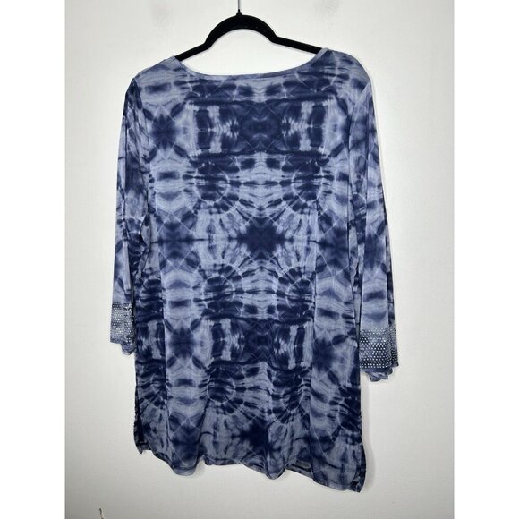 INC International Concepts Womens Top Blue Studded 3/4 Sleeve Blouse Size 2XL - Picture 5 of 9